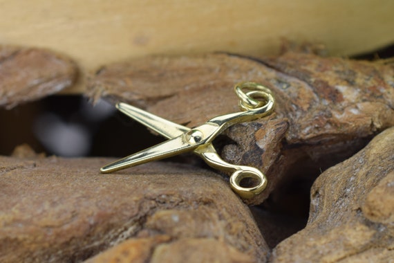 14k Vintage Solid Gold Scissors Pendant, Scissor C
