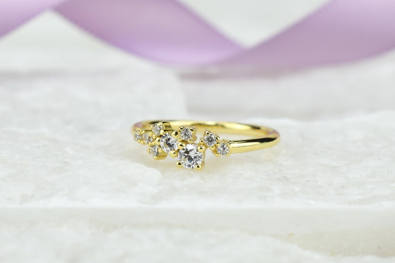 Gift For Her Gold ring 0.5 ct Gold Cluster Ring Engagement Ring Wedding Ring,Anniversary Ring,Diamond Cluster Ring Promise Ring