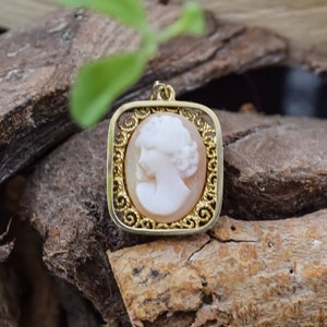 Pendentif camée en or 14 carats, pendentif en or 14 carats vintage, pendentif camée, camée en or vintage, pendentif en or 14 carats, bijoux vintage, collier en or vintage