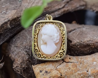 14k Gold Cameo Pendant, Vintage 14k Gold Pendant, Cameo Pendant, Vintage Gold Cameo, 14k gold pendant, Vintage Jewelry,Vintage Gold Necklace