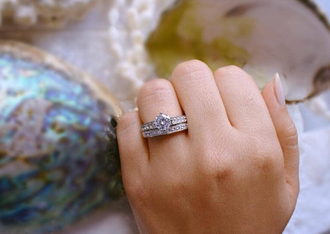 Lannelle - Juego De Anillos De Boda Para Mujer De Plata De Ley, Solitario único De Ajuste De Vid De 1.25 Quilates, Circonita Cúbica, Compromiso Y Banda Serie De Corbata Negra