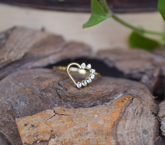 14k Gold Heart Ring, Vintage Heart Ring, Gold Hear
