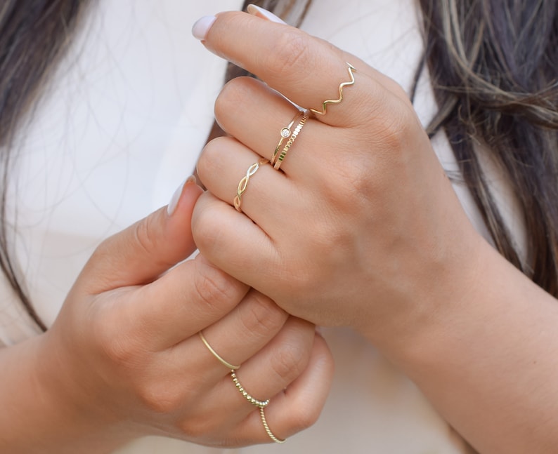 14k Gold Stripe Ring, Gold Stacking Ring, Solid Gold Wedding Band,14k Thin Ring,Wedding Band, Dainty Stacking Ring, Delicate Ring,Gold Band