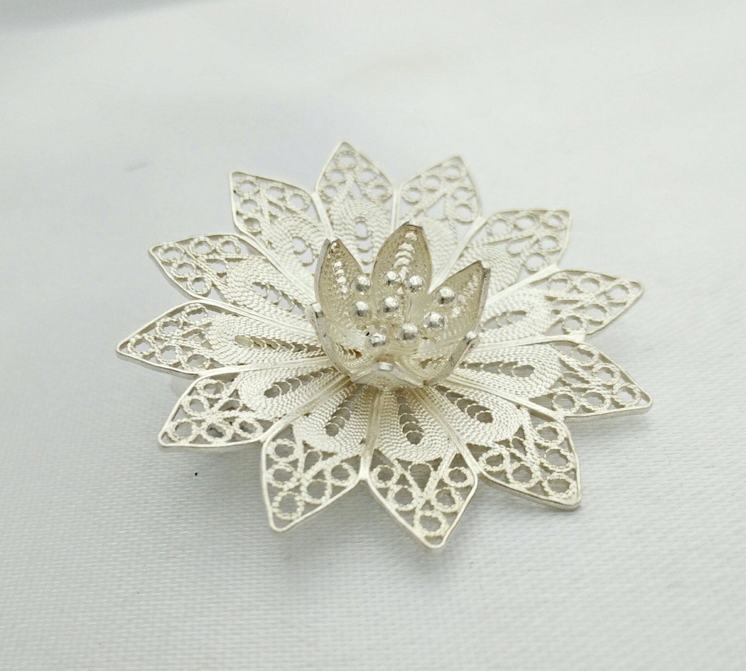 Sterling Silver Filigree Flower Brooch Pendanthandmade | Etsy