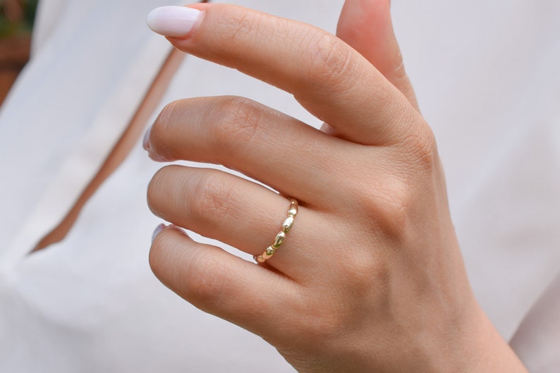 2.7mm 14k Solid Gold Ring Band, Gold Stacking Ring, 14k Wedding Band,Promise Ring, 14k Ring, Stackable Ring, Thin Ring Band, Delicate Ring image 1