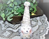 Vintage Look Victorian Paris Clown Snowman on Decorative Mason Jar Vintage Song Sheet Hat