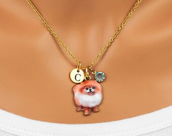 Pomeranian Necklace or Keychain: Personalized Dog Lover Gold and Enamel Jewelry