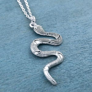 Schlangen Charm Halskette - Antike Silber Boa Constringens Schmuck
