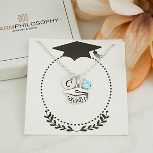 Graduation Necklace - Personalized Class of 2024 Gift - Graduation Gift for Her - Grad Gifts - Monogram Personalized Initial and Birthstone