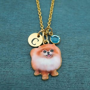 Pomeranian Charm Necklace or Keychain: Personalized Dog Lover Gold and Enamel Jewelry