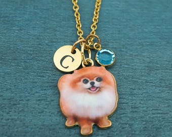 Pomeranian Charm Necklace or Keychain: Personalized Dog Lover Gold and Enamel Jewelry