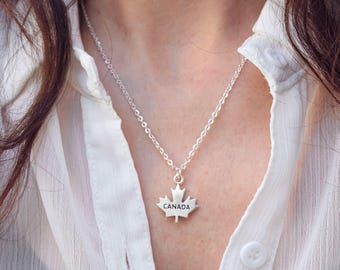 Canada Maple Leaf Necklace - Antique Silver Canadian Jewelry, Maple Leaf Keychain, Toronto Maple Leafs Necklace, Canadian Citizenship Gift