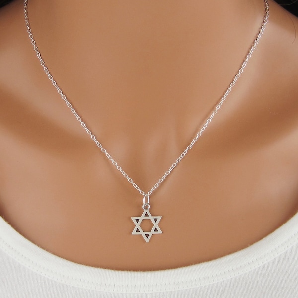 Simple Star of David Necklace - Antique Silver Jewish Jewelry - Jewish Star Necklace