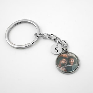 Llavero con foto personalizado - Joya con foto personalizada y dije grabado - Llavero con foto en oro o plata - Regalo para el Día del Padre
