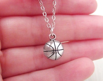 Basketball Necklace - Basketball Jewelry - Antique Silver Toned Jewelry - Sports Jewellery