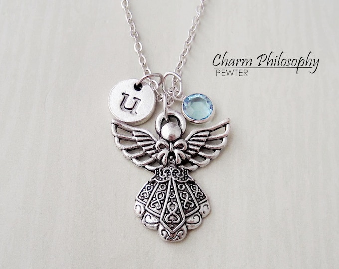 Memorial Necklace Dad, Angel Necklace, My Guardian Angel Lives In