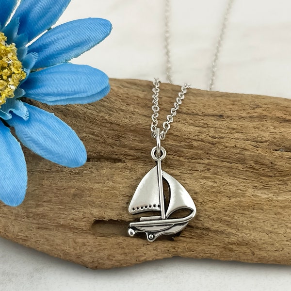 Sailboat Necklace - Antique Silver Boat Jewelry - Sailing Jewelry - Gift for Sailors