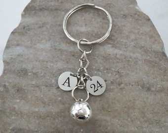 Soccer Keychain - Personalized Jersey Number and Initial - Sports Gifts - Soccer Ball Charm - European Football - Soccer Team Gifts