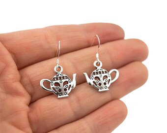 Teapot Earrings - Silver Costume Jewelry