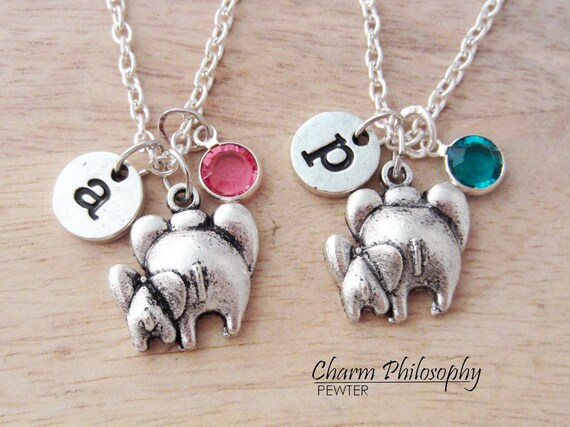 mother daughter elephant necklace