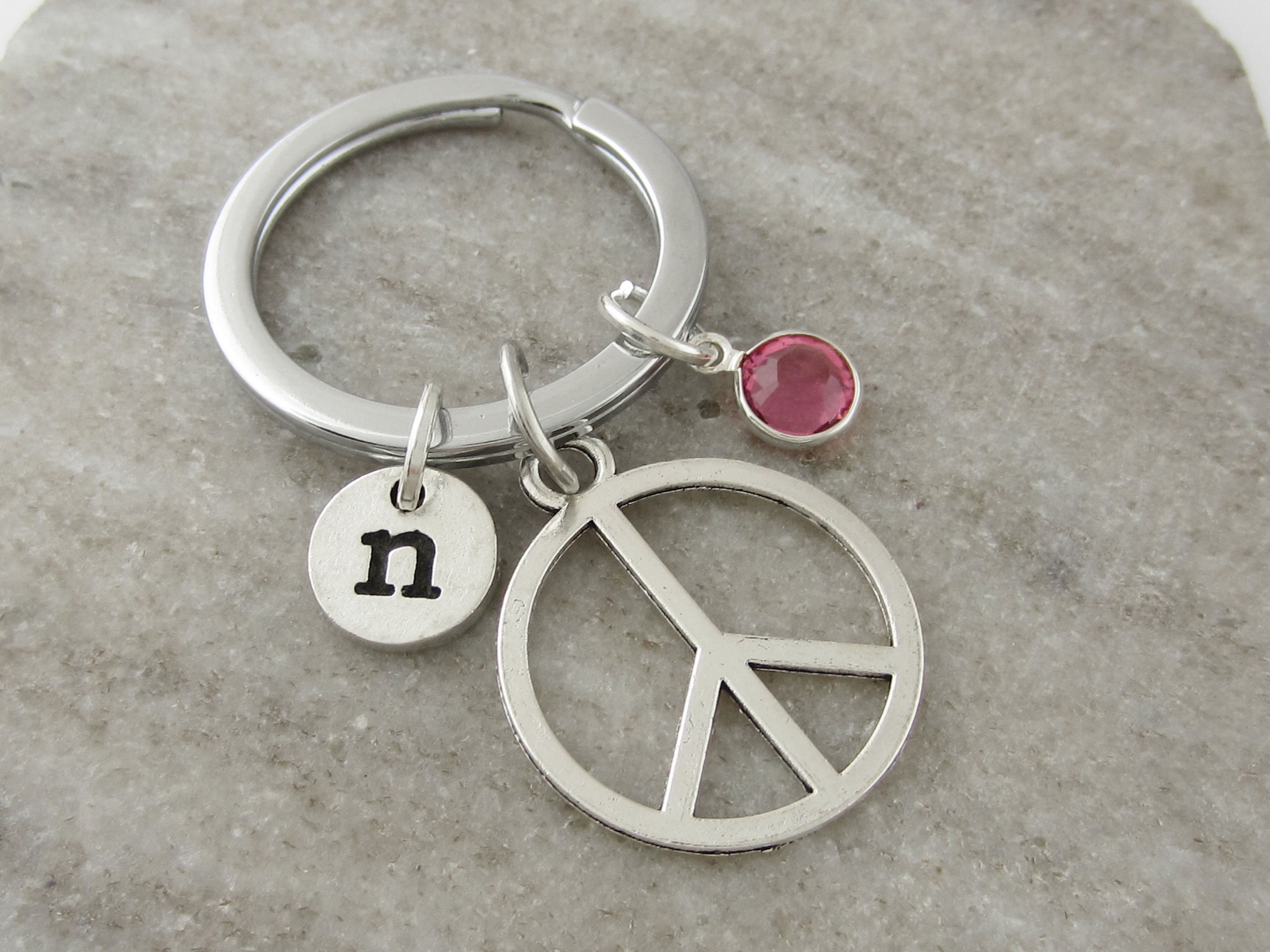 Peace Keychain Peace Sign Keyring Hippie Key Chain 60s Etsy