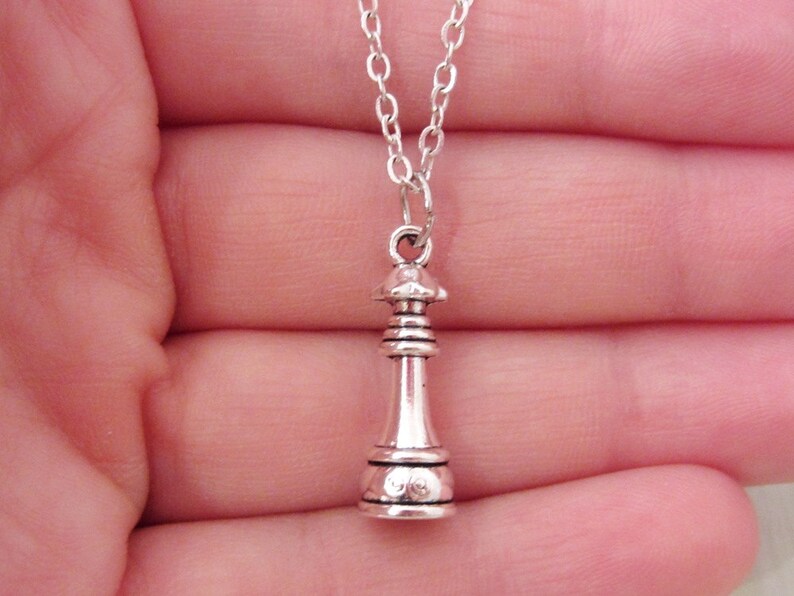 Queen Chess Piece Necklace Antique Silver Chess Jewelry | Etsy