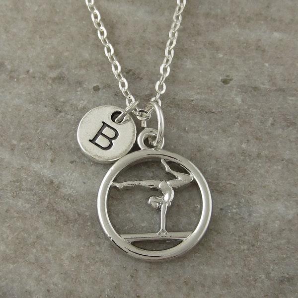 Gymnast Necklace - Gymnastics Gifts - Gymnastics Mom - Gymnastics Coach - Monogram Personalized Initial Charm