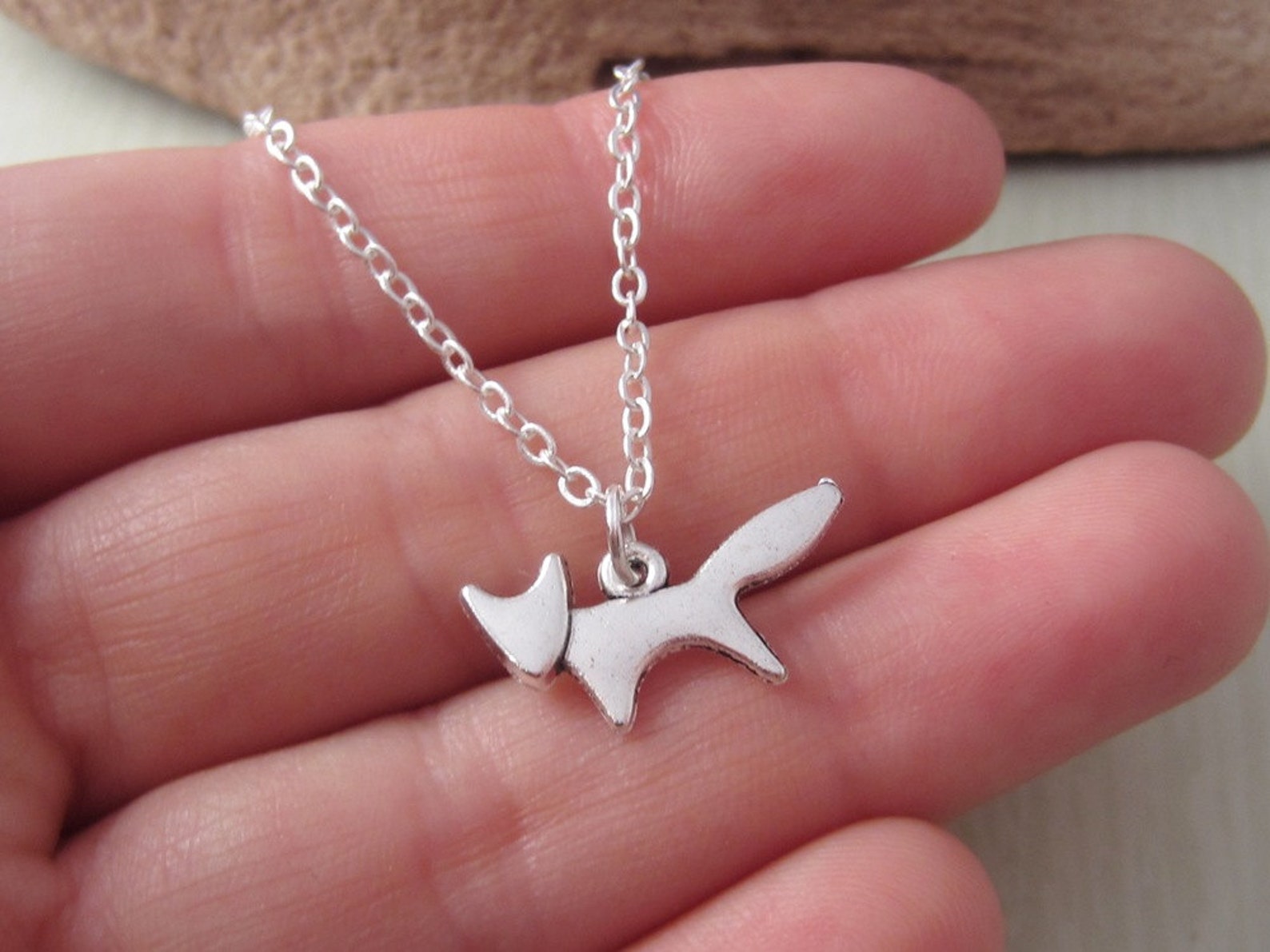 Fox Necklace Silver Fox Charm Pendant Fox Profile Fox Etsy