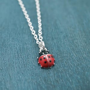 Small Ladybug Necklace, Earrings or Keychain - Enamel and Silver Lady Bug Charm Pendant - Insect Jewelry bild 6