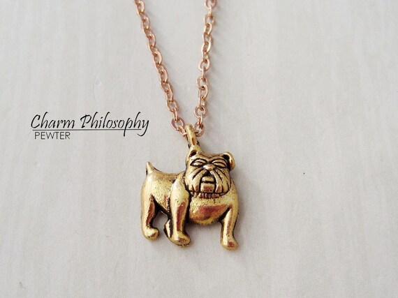Purple and Gold Bulldog Necklace /& Bracelet Set
