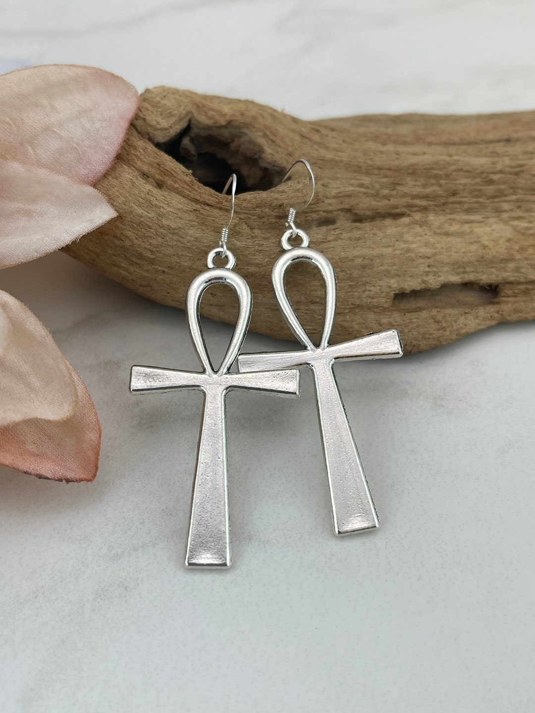Ankh-Kreuz Ohrringe Aus Edelstahl – ägyptisches Symbol Für Ewiges Leben, Dangle-Ohrringe