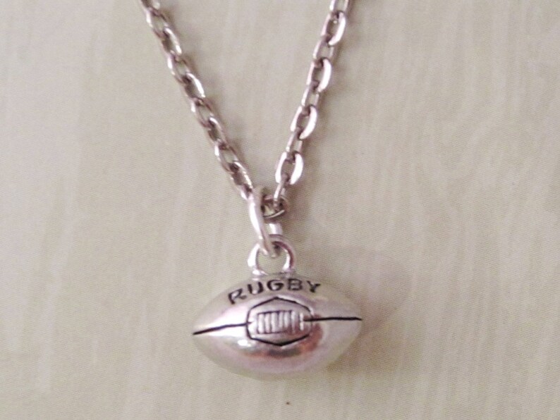 Rugby Ball Necklace Antique Silver Pewter Jewelry Silver Etsy