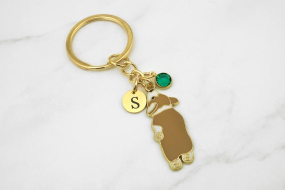 Corgi Keychain - Gold and Enamel Pembroke Welsh Corgi Key Chain - Personalized Corgi Charm Keychain - Corgi Gifts