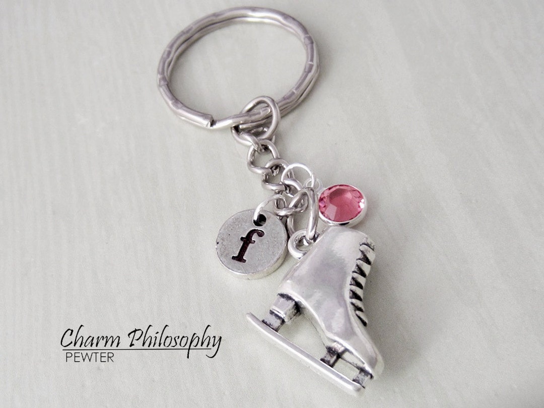 Ice Skate Key Chain Personalized Monogram Initial and Etsy