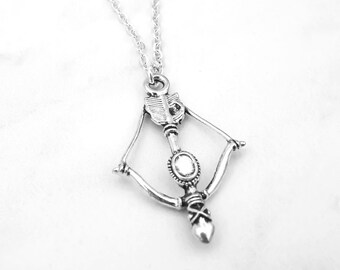 Bow and Arrow Necklace: Antique Silver Archery Jewelry or Keychain