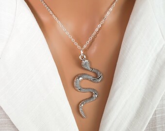 Snake Necklace - Antique Silver Jewelry - Boa Constrictor Charm - Silver Snake Jewelry - Snake Keychain