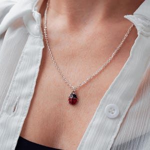Small Ladybug Necklace, Earrings or Keychain - Enamel and Silver Lady Bug Charm Pendant - Insect Jewelry bild 7