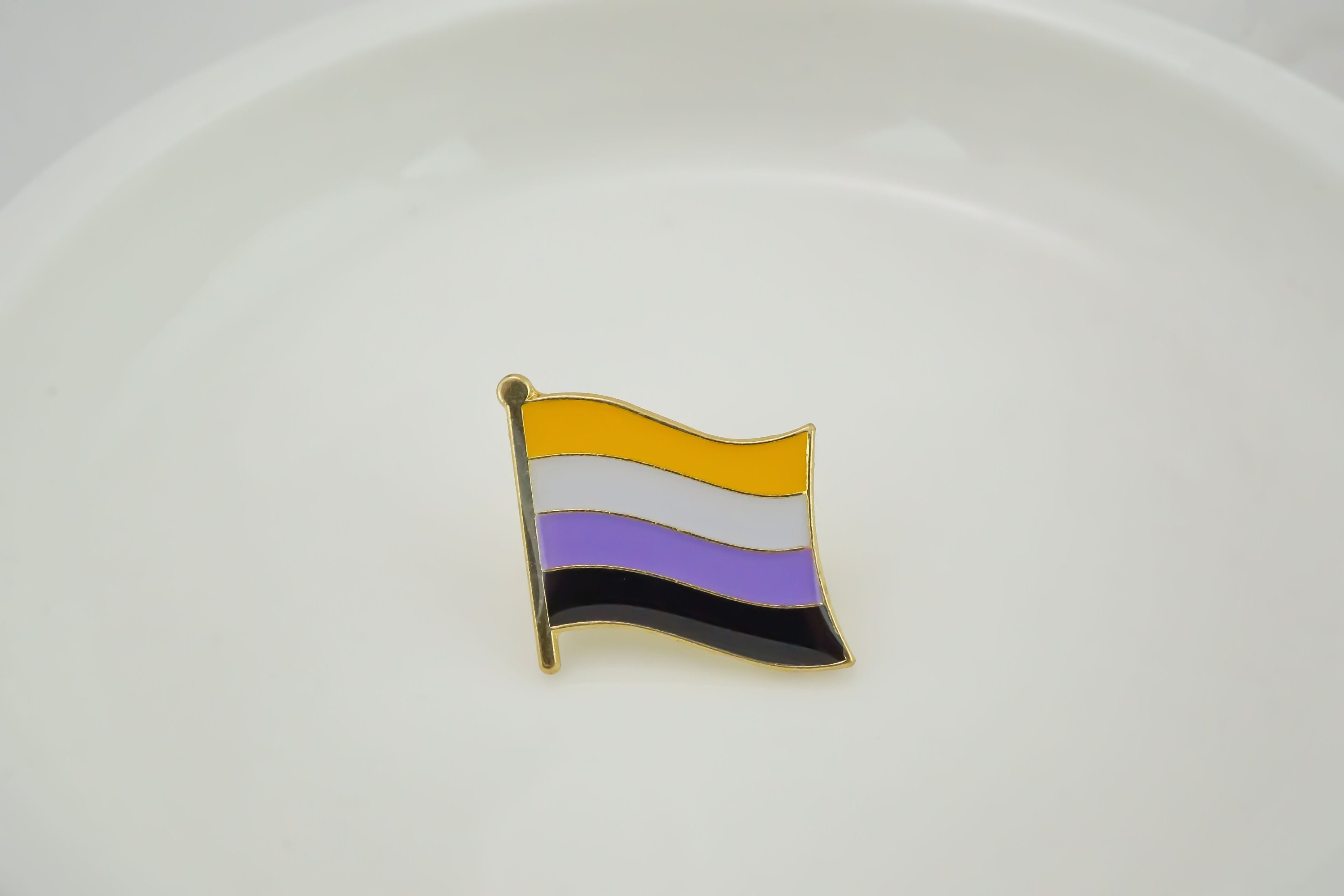 Non Binary Pin - Nonbinary Pride Flag Pin - Gold Pride Enamel Pin ...