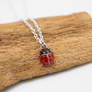 Small Ladybug Necklace, Earrings or Keychain - Enamel and Silver Lady Bug Charm Pendant - Insect Jewelry bild 4