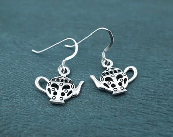 Teapot Earrings - Silver Costume Jewelry