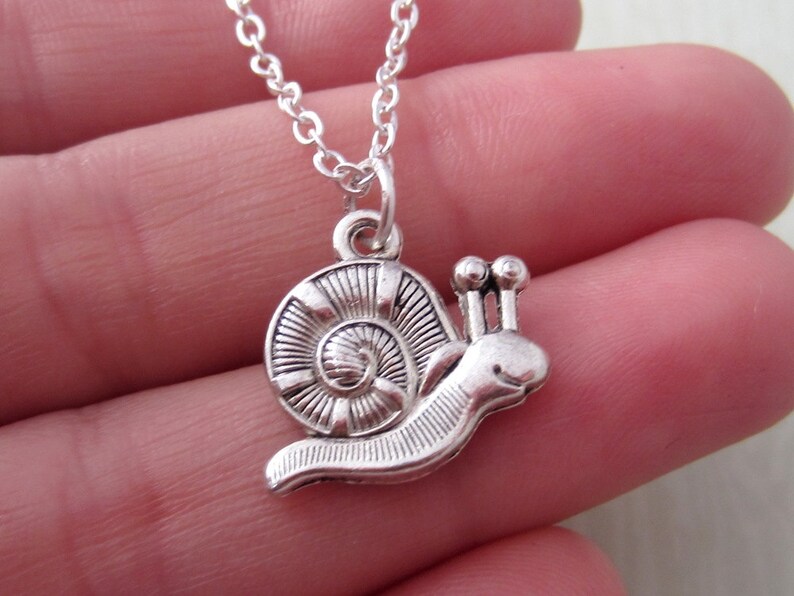 Silver Snail Pendant Monogram Personalized Initial and Birthstone Snail Necklace