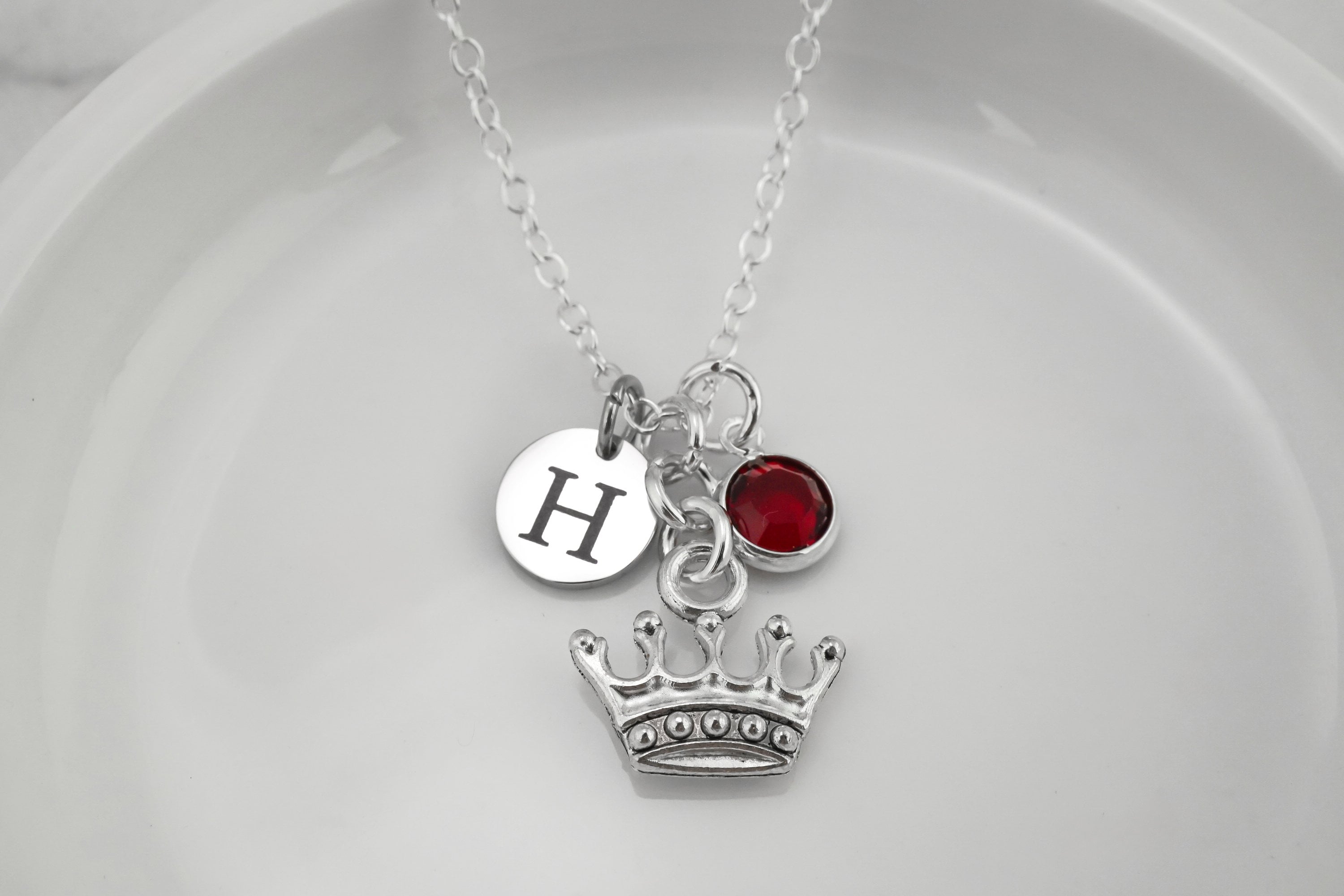 Princess Crown Necklace - Antique Silver Crown Charm - Queen Necklace ...