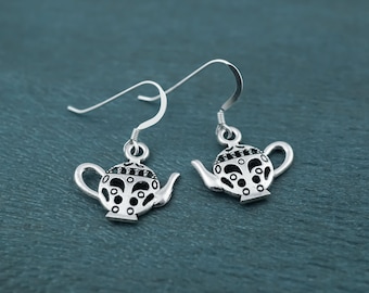 Teapot Earrings - Silver Costume Jewelry