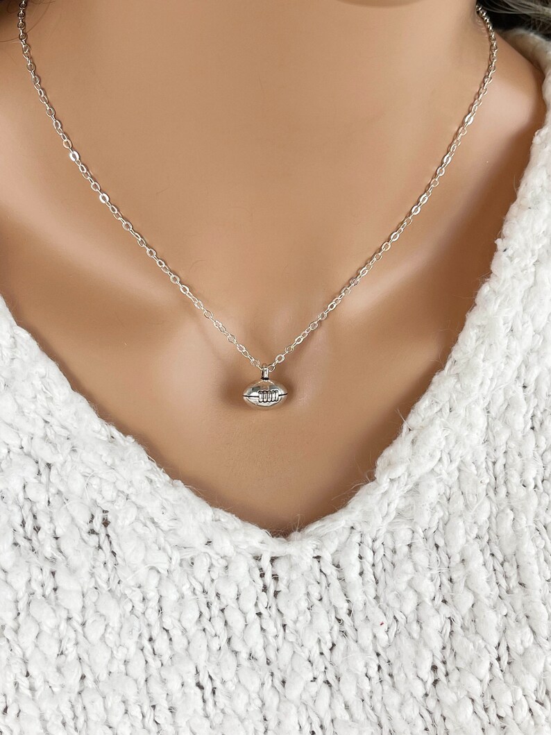 Rugby Ball Necklace Antique Silver Pewter Jewelry Small Etsy