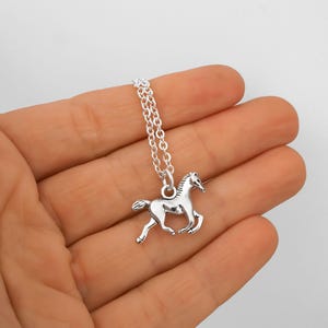 Silver Horse Necklace - Antique Silver Horse Jewelry - Horse Gifts - Reversible Horse Charm Necklace - Horse Pendant Necklace