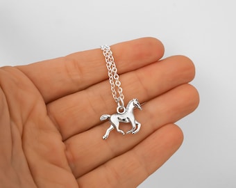 Silver Horse Necklace - Antique Silver Horse Jewelry - Horse Gifts - Reversible Horse Charm Necklace - Horse Pendant Necklace