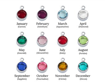 Preciosa Crystal Birthstone Charm - Silver or Gold Finish, 6mm Stone