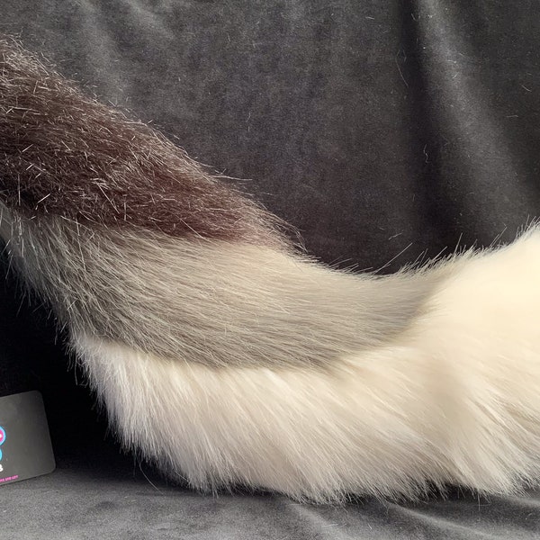 Black, gray & white wolf tail - Great for Furry Cosplay, Fursuits Costumes