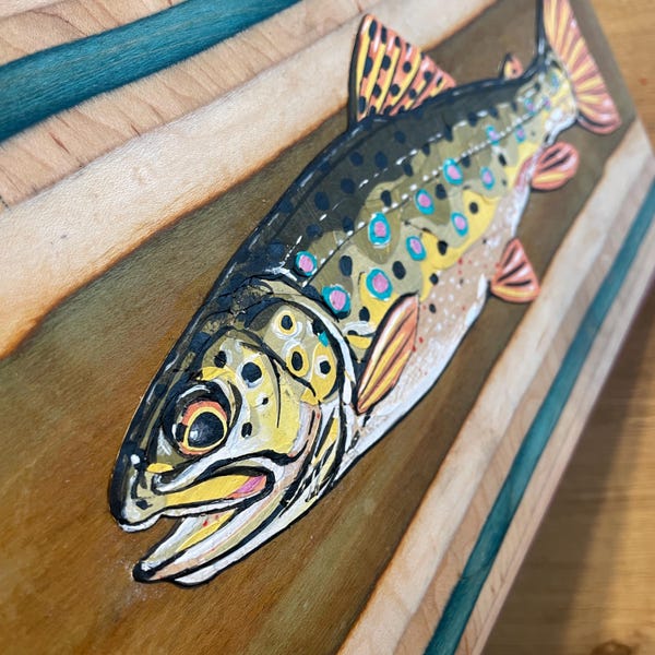 12.75” Brown Trout Parr Collage on Skateboard Plys