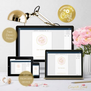 Moon wedding template bundle, night sky large wedding invitation suite, celestial wedding, galaxy printable stationery, corjl template image 7